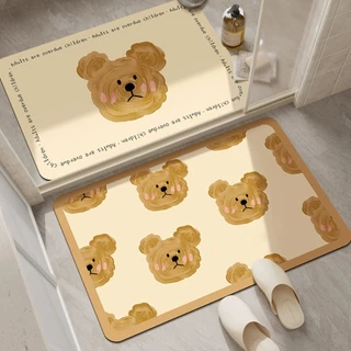 🏷️[Home]🐻 พรมเช็ดเท้า หนังPU Bear ต้าวหมี กันน้ํา โคลนไดอะตอม ลายหมีน่ารัก กันลื่น ซับน้ำได้ดีแห้งไว 40X60cm/40X120🐻