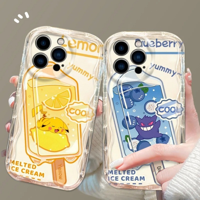 สําหรับ OPPO A79 A77S A55 A54 A7 A5s Ax5s AX5 A3S A12 A12e การ์ตูน P-Pokemon Popsicle 3D Wave กรณีนุ