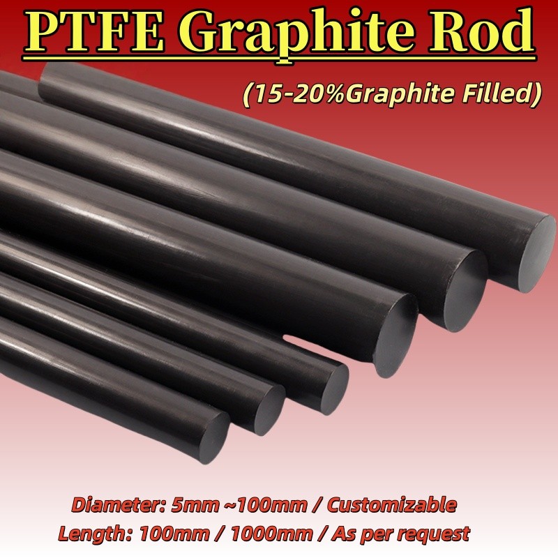 1ชิ้นทนสีดํา PTFE ก้านกราไฟท์ทนต่อการกัดกร่อนทนต่อการสึกหรอหล่อลื่นด้วยตนเอง5มิลลิเมตร~50มิลลิเมตร