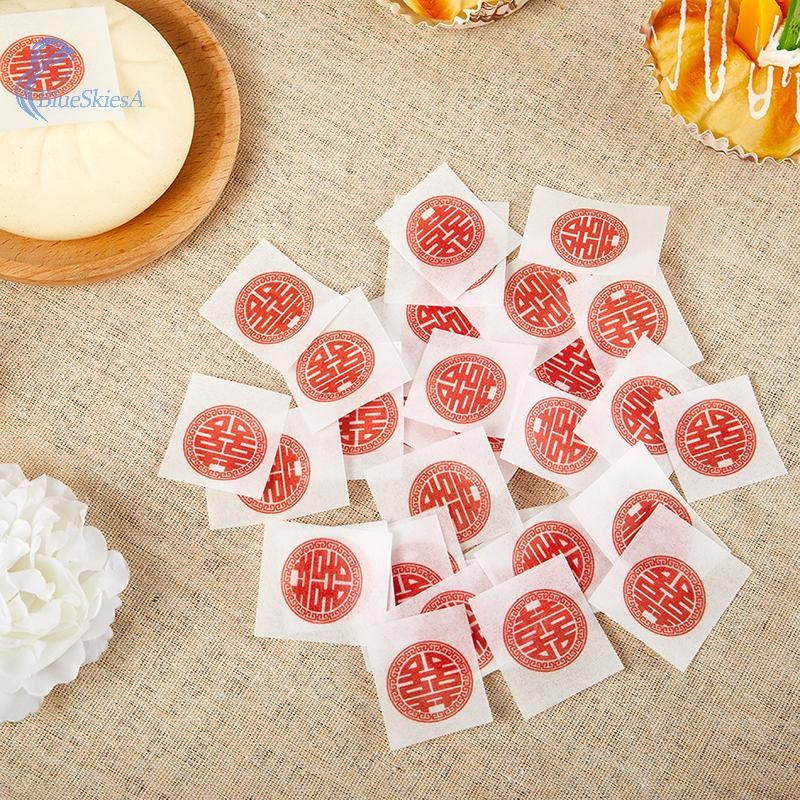 BL 42 ชิ้น/กล่องกระดาษข้าวเหนียวที่กินได้ซาลาเปาสติกเกอร์การ์ตูนขนมเคลือบน้ําตาลห่อสติกเกอร์กระดาษอบ