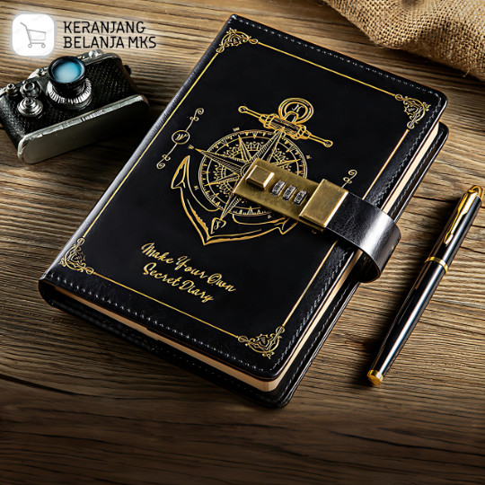 Pirates Vintage Leather Journal Book B6 200 หน้าตารางพร้อมตัวล็อค