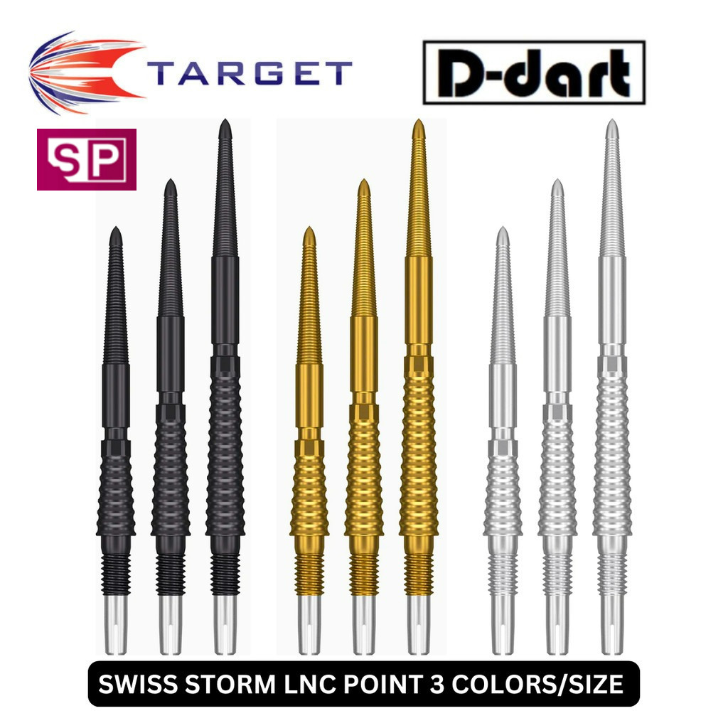 TARGET Dart Point - 26/30/35MM SWISS STORM LNC BLACK/GOLD/SILVER REPLACEMENT STEEL POINT 3 ชิ้น/แพ็ค