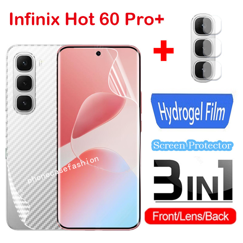 3in1 Non-กระจกนิรภัยฟิล์มสําหรับInfinix Hot 60 Pro + Hot60Pro Hot60 5G Hot60i 4G 2025 Back Protector Hydrogel Softโปร่งใสครอบคลุมป้องกันฟิล์มกล้องกลับเลนส์