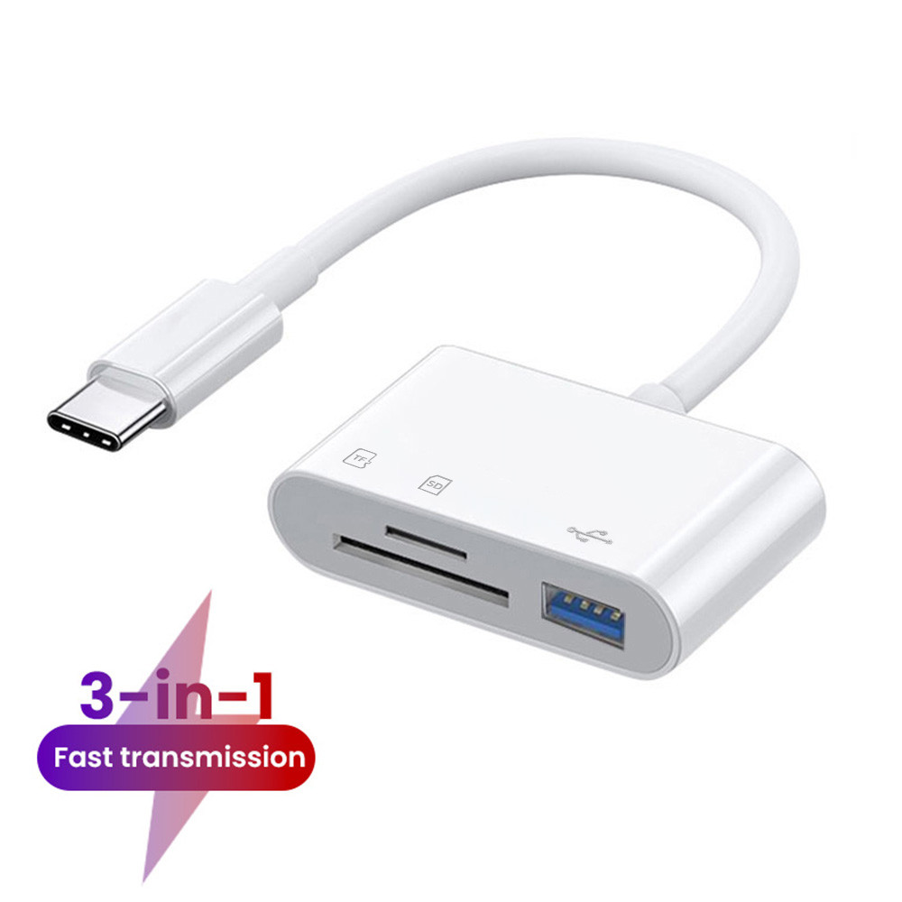 อะแดปเตอร์ Type C 3 in 1 TF SD Card Reader OTG สําหรับ Xiaomi Samsung แท็บเล็ต Fast Read Write Conve