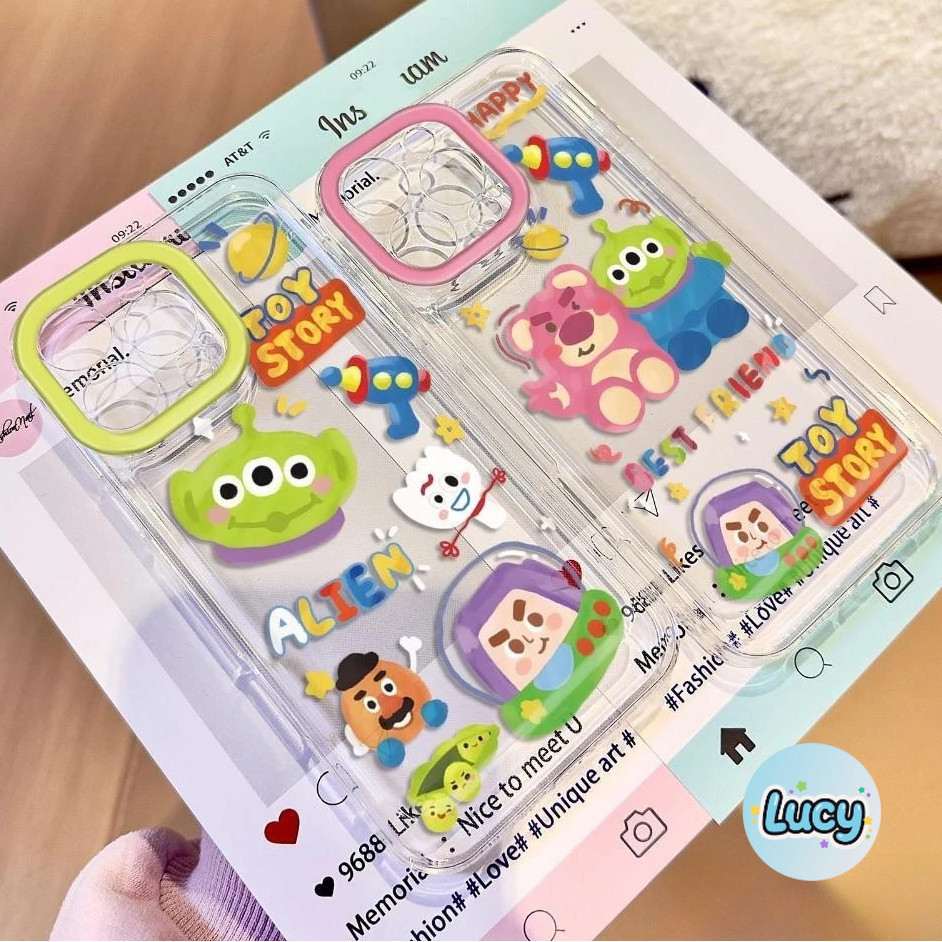 Lucy เข้ากันได้สำหรับ เคสไอโฟน11 เคส iphone 16 Pro Max 7 8 Plus XR X XS MAX 12 13 14 15 เคสใส การ์ตูนเอเลี่ยนสุดน่ารัก