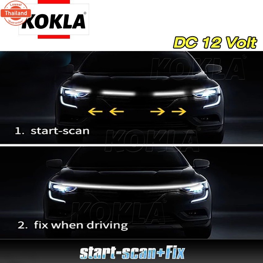 KOKLA ไฟหน้ารถยนต์แยืดหยุ่น DRL ไฟวิ่งกลางวัน 12V ไฟหน้าแไดนามิกสแกน 150ซม. 180ซม FSA waca ไฟ E62