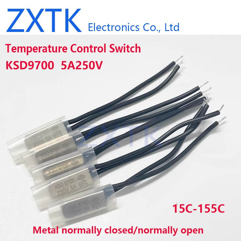 CHIP IC 5PCS สวิตช์ควบคุมอุณหภูมิ KSD9700 5A250V 15C-155C 50/60/70/80/90 โลหะปกติปิด/เปิดปกติ PAGO