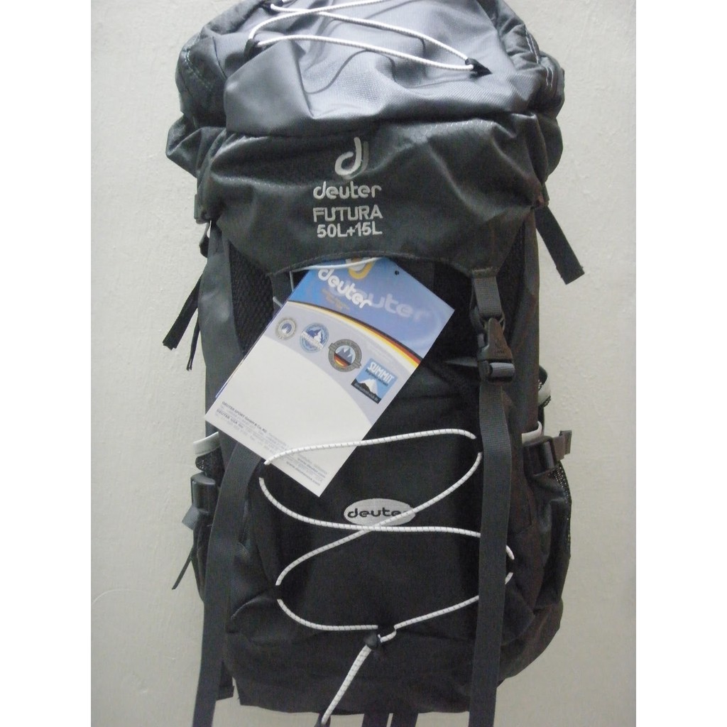 Deuter Futura 50 + 15L สีดําลิตรเดินป่า/กระเป๋าเดินทางพร้อมตัวรองรับและเป้ปรับได้ Beg