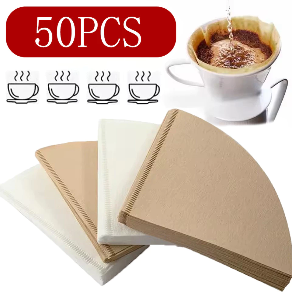 50/10/200PCS กรวยกระดาษกรองกาแฟ / ตัวกรองกาแฟรูปตัว V สําหรับกาแฟหยด Make