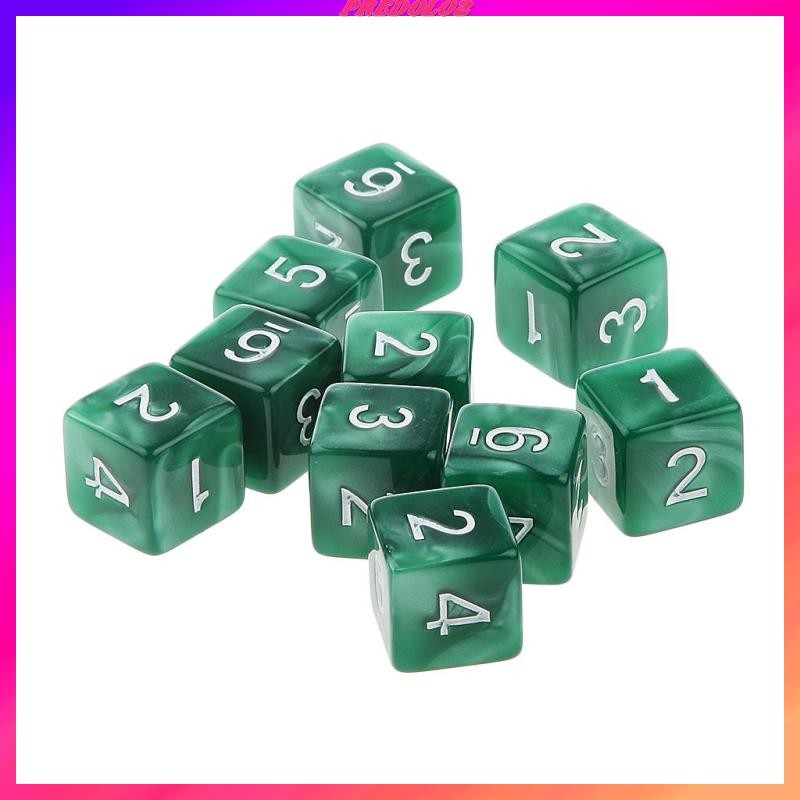 [Predolo2] 10 ชิ้นลูกเต๋า D6 ลูกเต๋าเล่น D&D RPG Party เกมลูกเต๋าคนรักเกมสีดํา