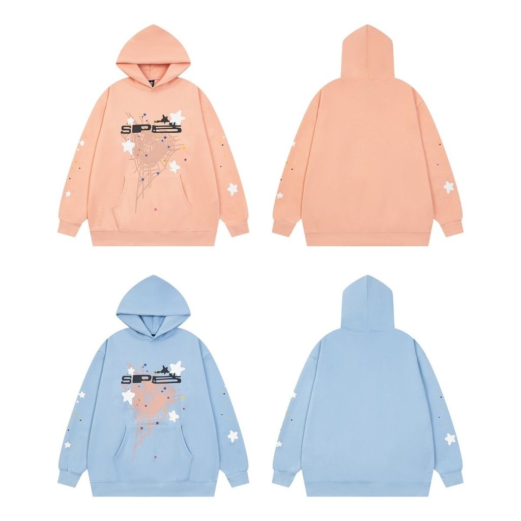 Sp5der Star โฟมพิมพ์ Spider Web Hooded Sweatshirt Hoodie เยาวชนอินเทรนด์หลวมผู้ชายผู้หญิงฤดูใบไม้ร่ว