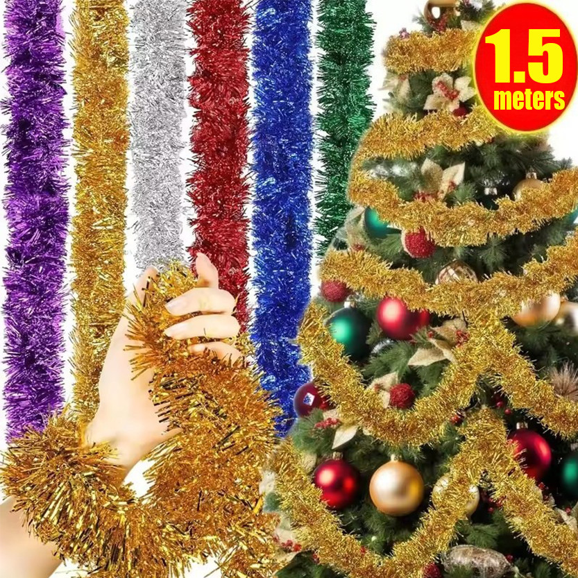 1.5/2ม แถบสีตกแต่งคริสต์มาส / ต้นคริสต์มาสแขวนริบบิ้นพวงหรีด