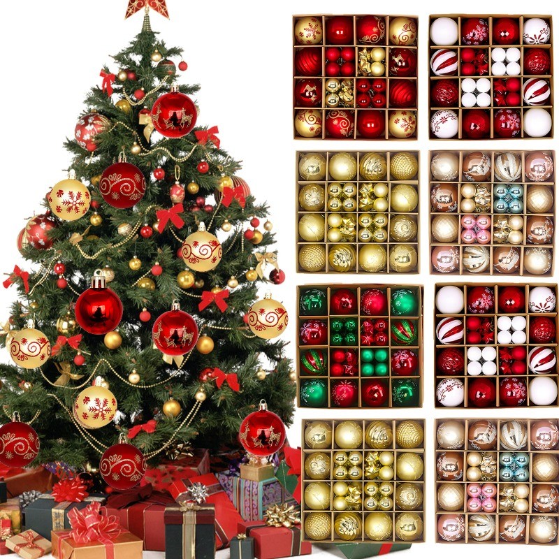 44 ชิ้นเครื่องประดับลูกบอลคริสต์มาส Shatterproof - 3-6 ซม.ต้นคริสต์มาสแขวนจี้ - Home Party ตกแต่งของขวัญปีใหม่