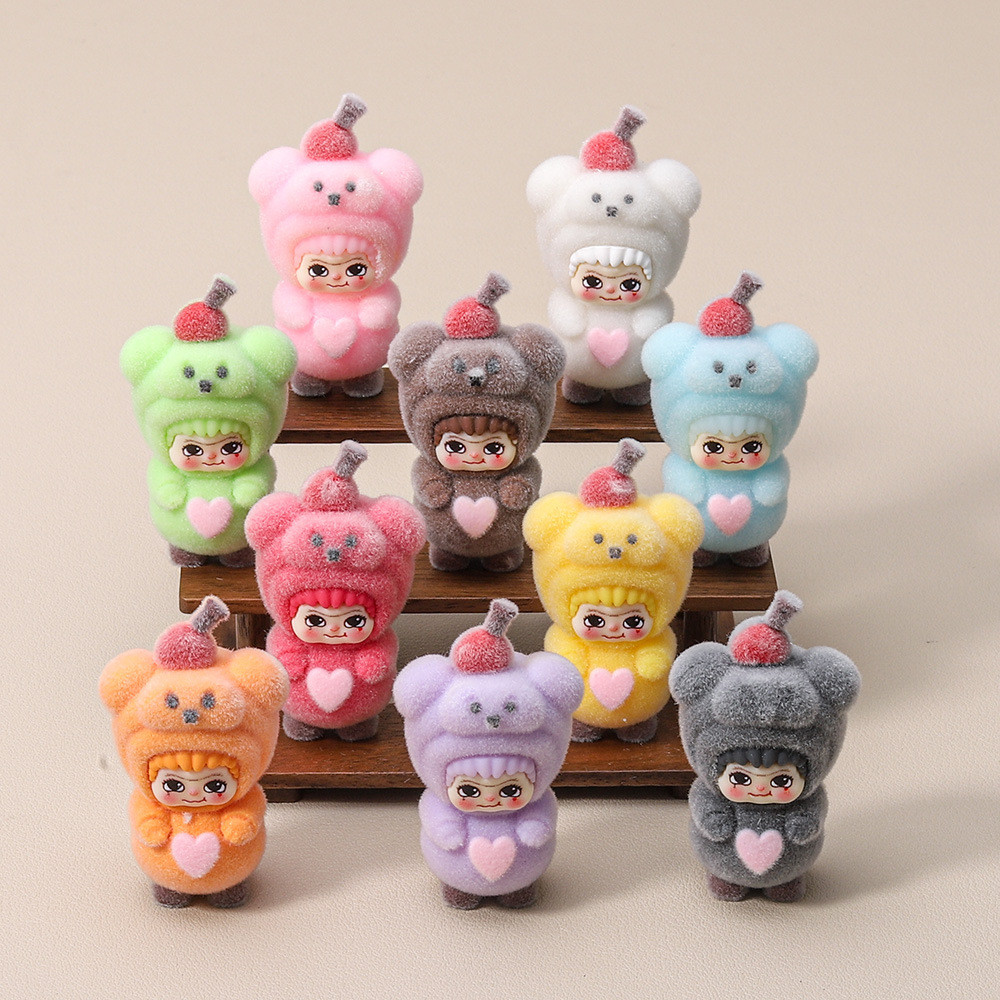 10 ชิ้นกํามะหยี่ยืนหมี Apple Baby heart พิมพ์เรซิ่น Charms สําหรับ DIY (13-63)