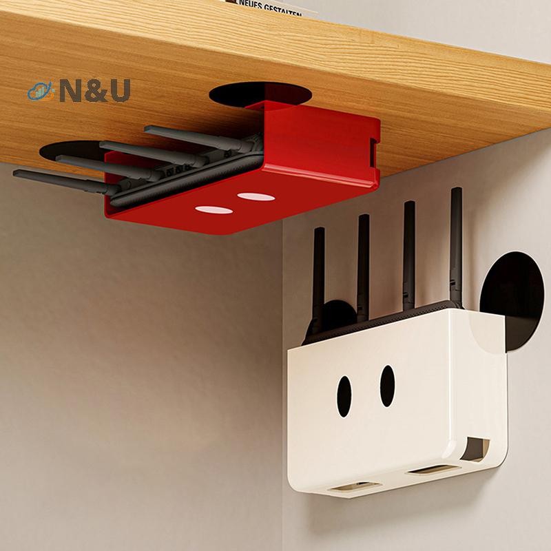 N&U Home WIFI Router กล่องเก็บเครื่องปรับอากาศรีโมทคอนโทรลกล่องเก็บติดผนังเดสก์ท็อปติดผนัง Punch-free COD
