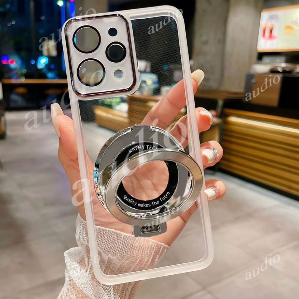 Realme 15 Pro 5G CD รูปแบบ Glitter Magnetic Bracket เคสโทรศัพท์สําหรับ Realme 15 Pro 15Pro Realme15 Pro 5G กล้องเลนส์ป้องกันฟิล์มโปร่งใสพร้อมแหวนนิ้วมือวงเล็บ