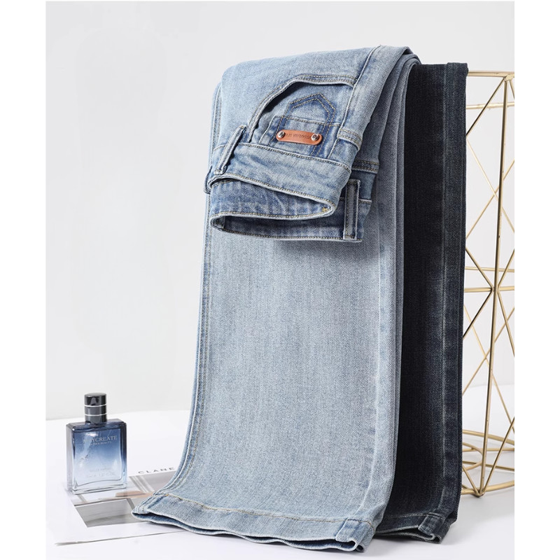 【EVIOVIO】S-2XL กางเกงยีนส์เอวสูงแฟชั่น ทรงขากว้าง Wide-Leg Jeans สไตล์วินเทจเกาหลี แมทช์ง่าย - รูปที่ 5