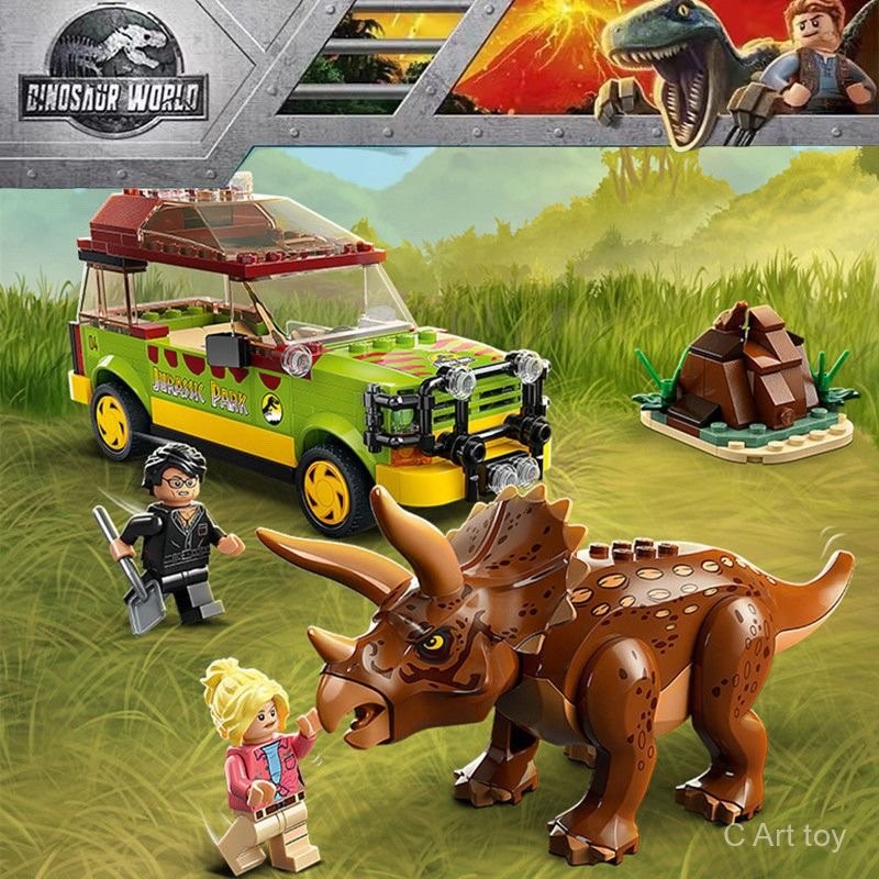 【พร้อมส่ง】jurassicworld dinosaur Building Blocks toys rebirth jurassic park godzilla robot เสื้อ spi