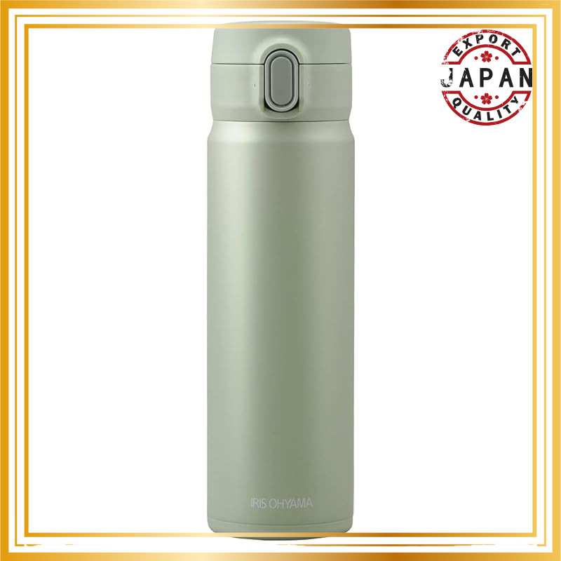 IRIS OHYAMA Stainless Steel Mug Bottle 500ml, One-Touch, One-Hand Lock Release, Easy Drinking Spout,