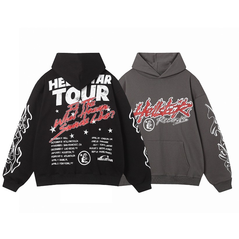Hell Star Flame Graffiti พิมพ์ตัวอักษรหลวมขนาดใหญ่ Hooded Sweetheart ผู้ผลิตขายส่ง