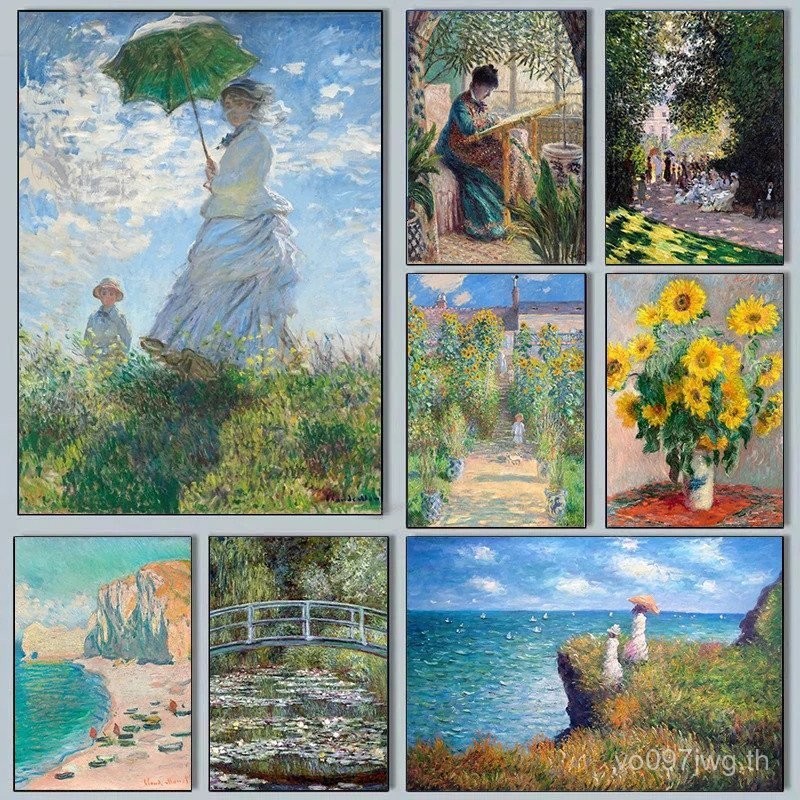 Claude Monet คอลเลกชันศิลปะคลาสสิกภาพวาดผ้าใบโปสเตอร์และพิมพ์ Wall Art ภาพสําหรับ Hall ห้องนั่งเล่นตกแต่งบ้านภาพจิตรกรรมฝาผนัง QQAX