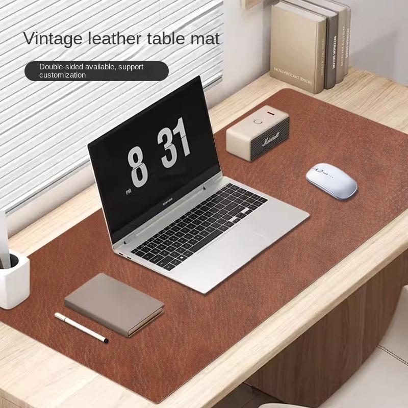 desk mat แผ่นรองเมาส์ขนาดใหญ่ แผ่นรองโต๊ะหนังวัว แผ่นรองเมาส์หนัง PU สองด้าน แผ่นรอง แผ่นรองโต๊ะ 90*45 100x50 120x60 140x70cm แผ่นรองหนัง ผ้าปูโต๊ะมินิมอล