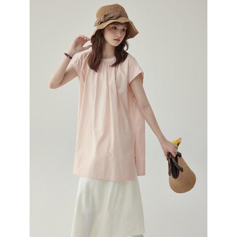 Amber~เสื้อยืด สีทึบ รุ่นยาว สไตล์สบาย ๆ หลวม ๆ แฟชั่นเวอร์ชั่นเกาหลี Oversize