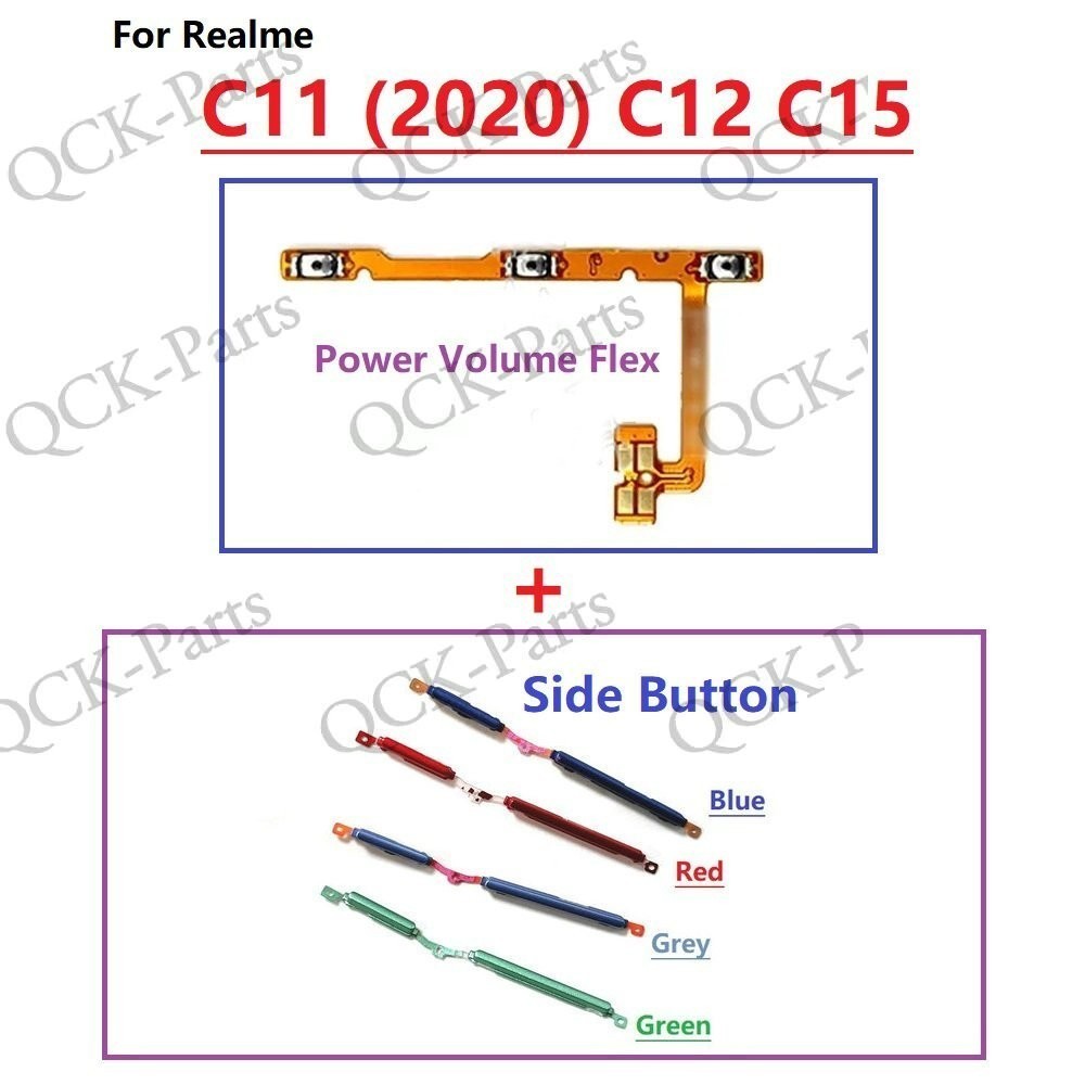 สําหรับ OPPO Realme C11 2020 C12 C15 เปิด/ปิดปุ่มสวิทช์ด้านข้าง Volume Up Down ปุ่ม Flex Cable Replacement