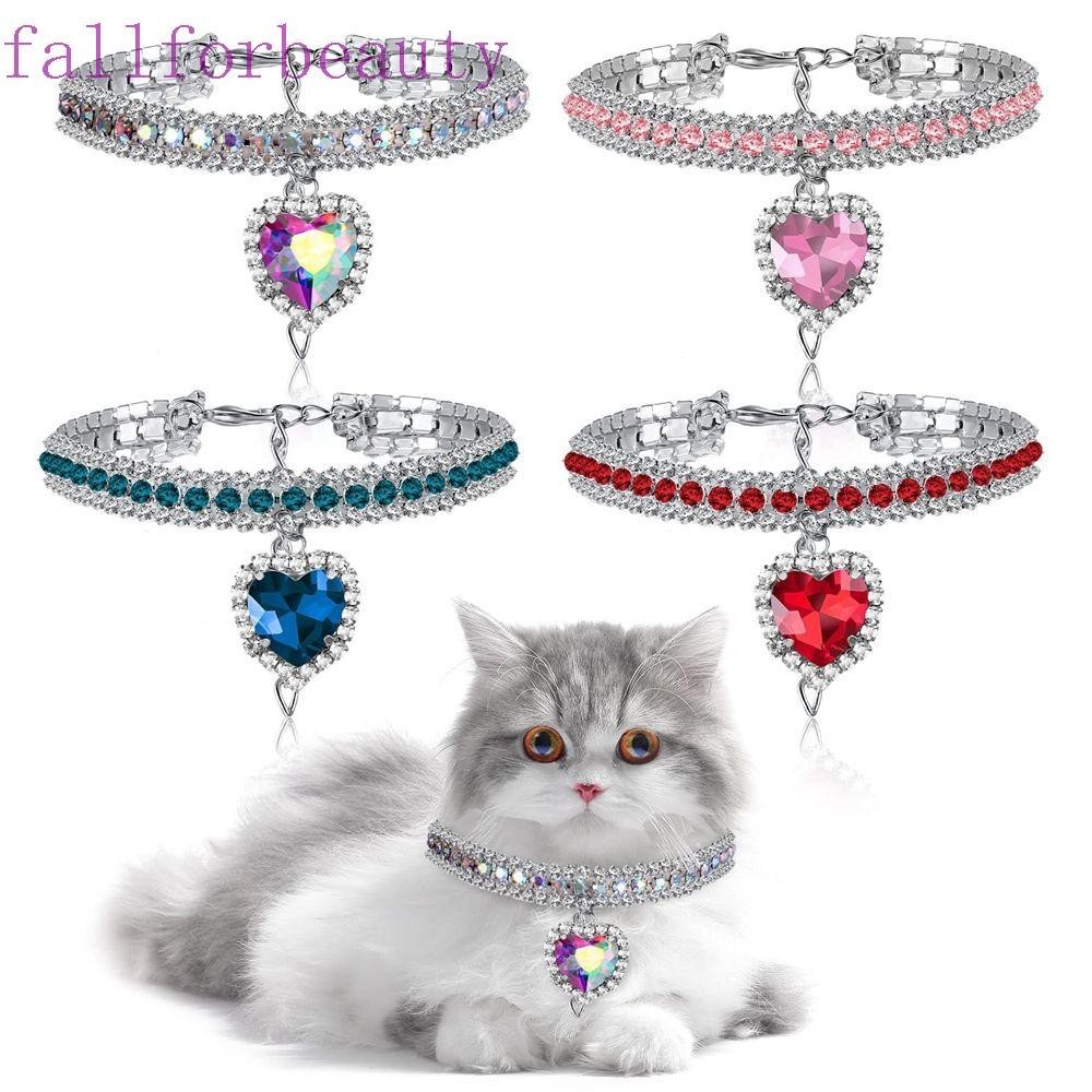 Fallforbeauty ปลอกคอแมว Rhinestones ไม่มีการเปลี่ยนสีอุปกรณ์เสริมแมวสําหรับ French Bulldog อุปกรณ์เสริมสัตว์เลี้ยงลูกสุนัขโซ่สัตว์เลี้ยง