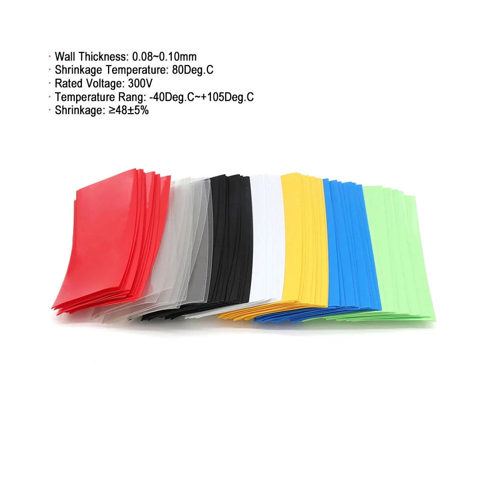 50 ชิ้น 21700 Lipo ฟิล์มแบตเตอรี่ PVC ความร้อนหดหลอด Precut Shrinkable ฉนวนแขนป้องกันท่อฝาครอบแพ็คแบตเตอรี่ห่อ