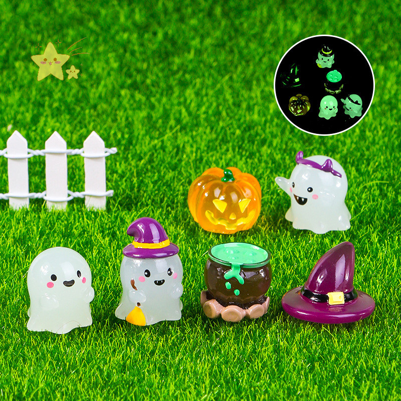 [ฯลฯ] ตลกส่องสว่างมินิเรซิ่นผีฟักทองหุ่นตกแต่งฮาโลวีนนางฟ้าสวนไมโครภูมิทัศน์เครื่องประดับเด็กของขวัญพรรค[เจบี]