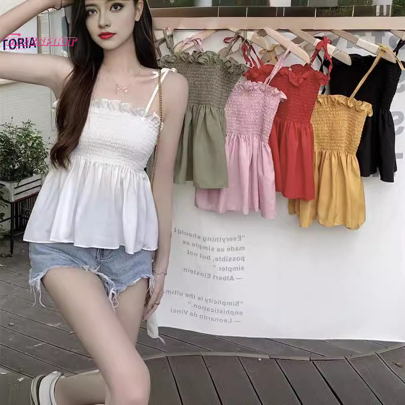 [CF] สีทึบแฟชั่นผู้หญิง Hotsweet Basics Backless Casual Y2k Camis เสื้อผ้าเซ็กซี่ Elegant Top ใหม่