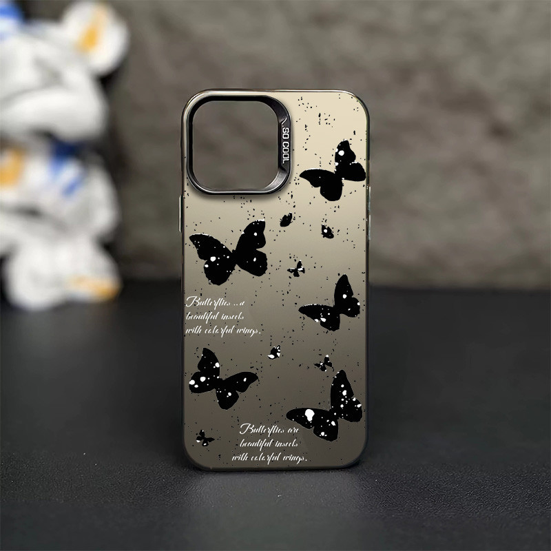 Creative White Spot ผีเสื้อสีดําเคสโทรศัพท์สําหรับ IPhone 15 14 13 12 11 Pro Max Xr X Xs Max 14 15 Plus 7/8 Plus Se2020 กระจกอิสระกรอบ Super Cool เคสโทรศัพท์