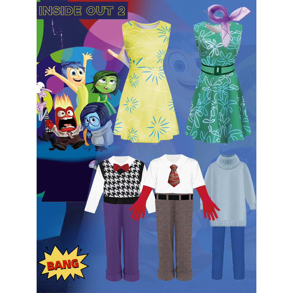 เครื่องแต่งกาย Cosplay ตัวละคร Inside Out Happiness & Sadness สำหรับ Halloween และการแสดงบนเวที