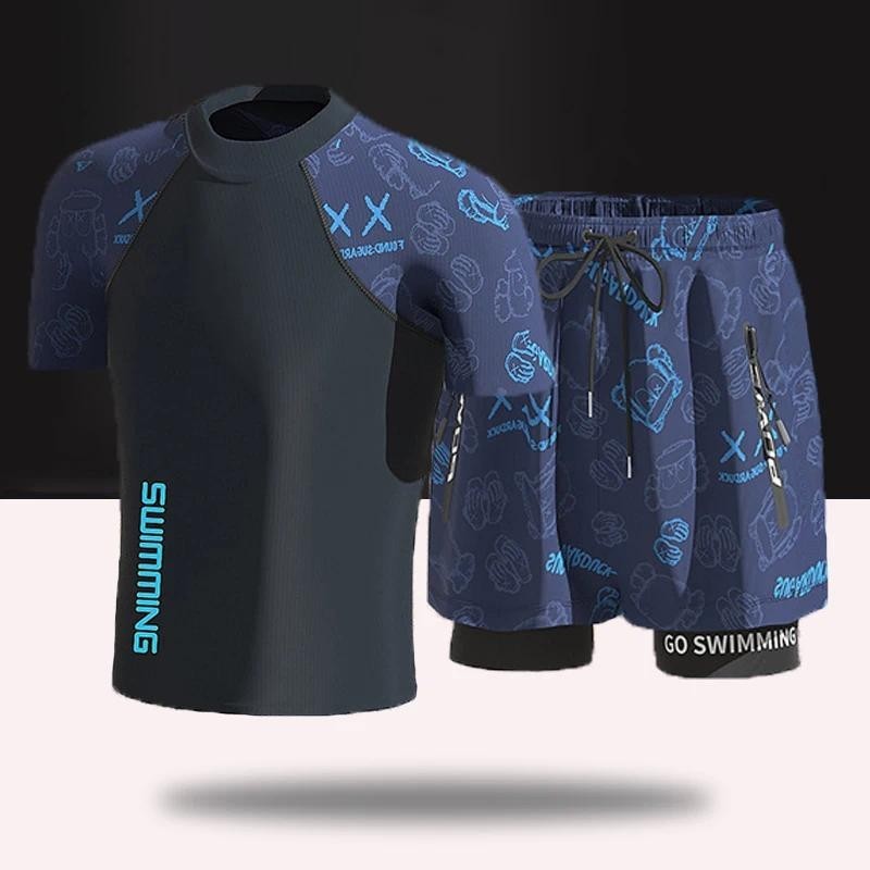 (40-80KG) 2xs-xl ผู้ชายวัยรุ่นกางเกงว่ายน้ํา Anti Embarrasment หลวมแห้งเร็วว่ายน้ํากางเกงขาสั้น Seaside Beach ชุดว่ายน้ําน้ําพุร้อนชุดว่ายน้ําชุด MM386