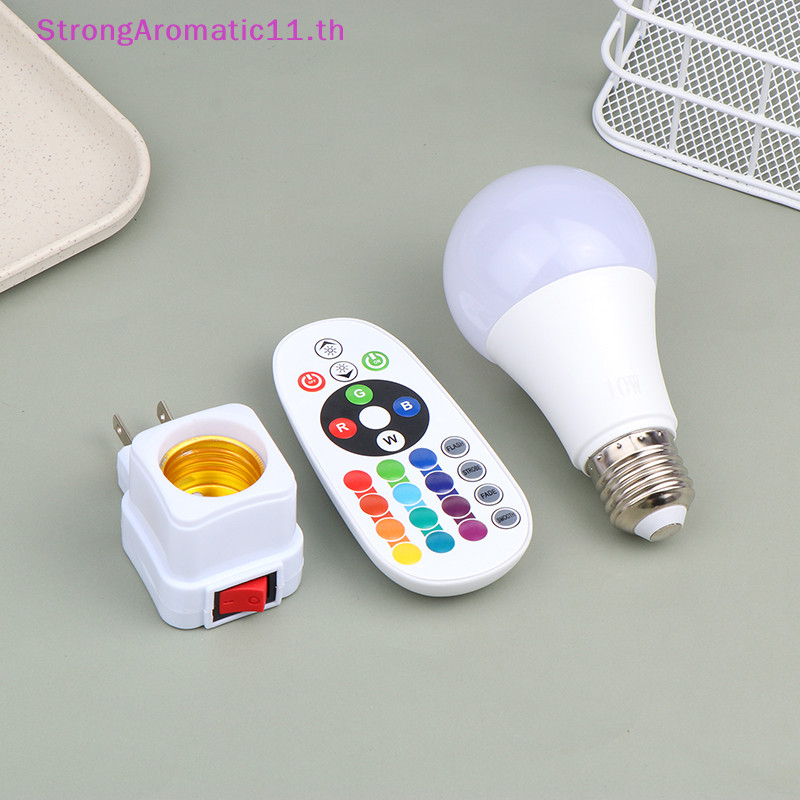 Strongaromatic หลอดไฟ LED สีที่มีสีสันรีโมทคอนโทรลหลอดไฟ RGB เปลี่ยนสี Globe E27 สกรูปากในร่ม Lighg Dimming โคมไฟกลางคืนขนาดเล็ก TH