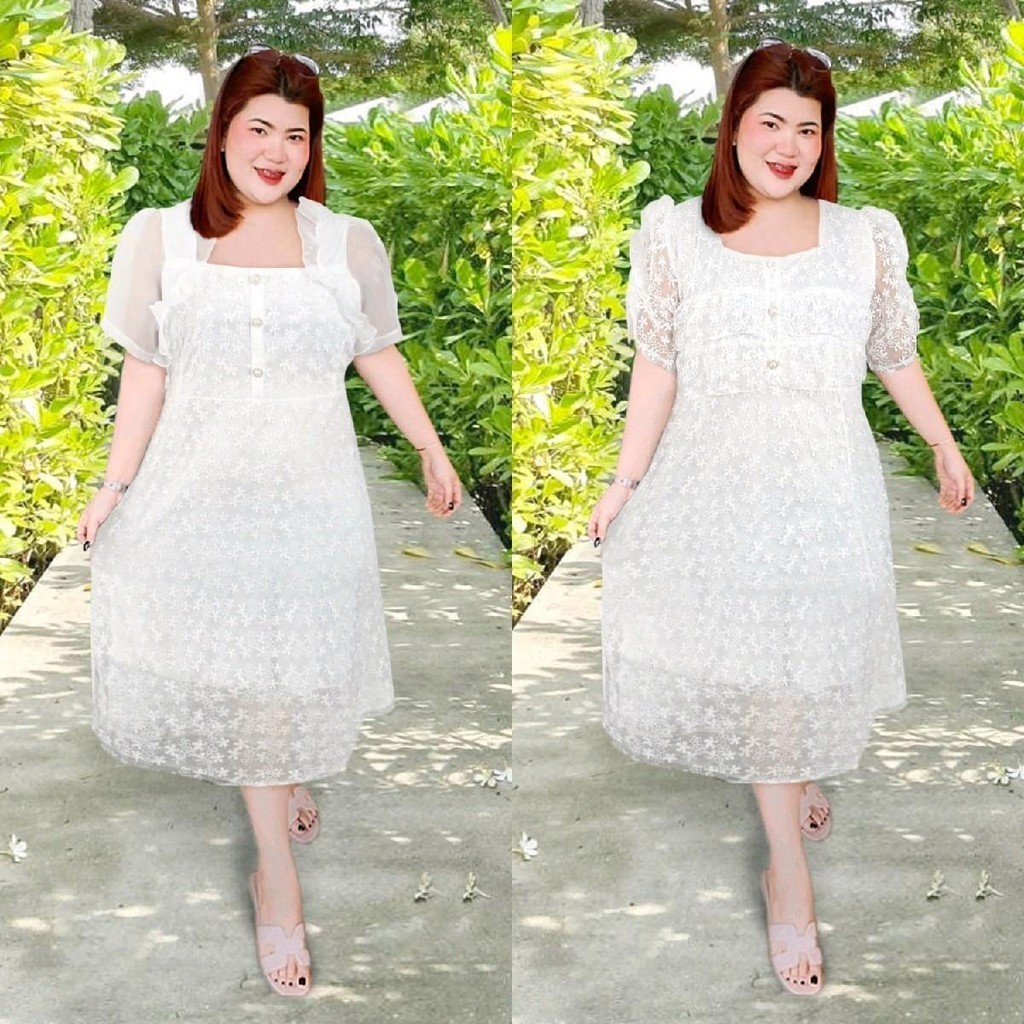 เดรสสีขาว เดรสเพื่อนเจ้าสาว เดรสงานแต่ง เดรสงานบุญ อก 44