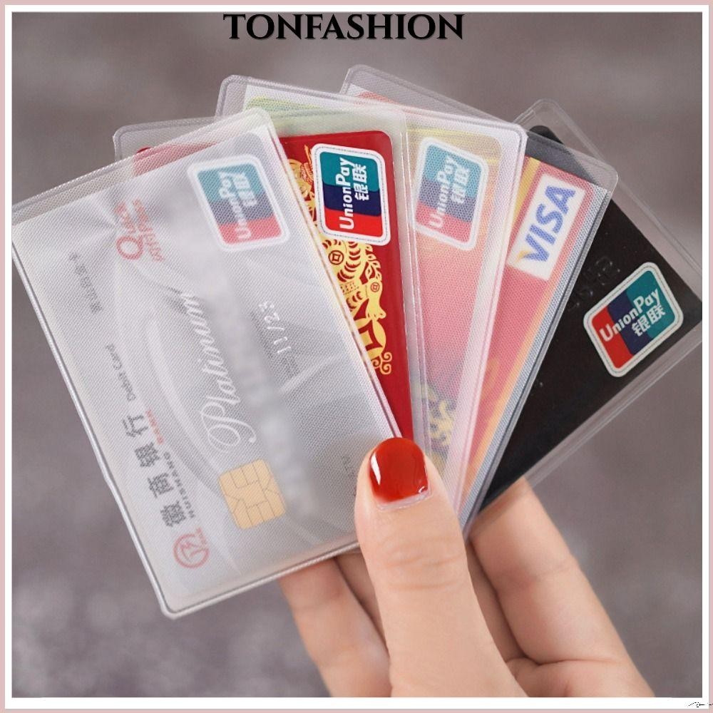 Tonfashion 10PCS Business Card, PVC Translucent ID Card Holder, School Office Supplies Work Card Holder