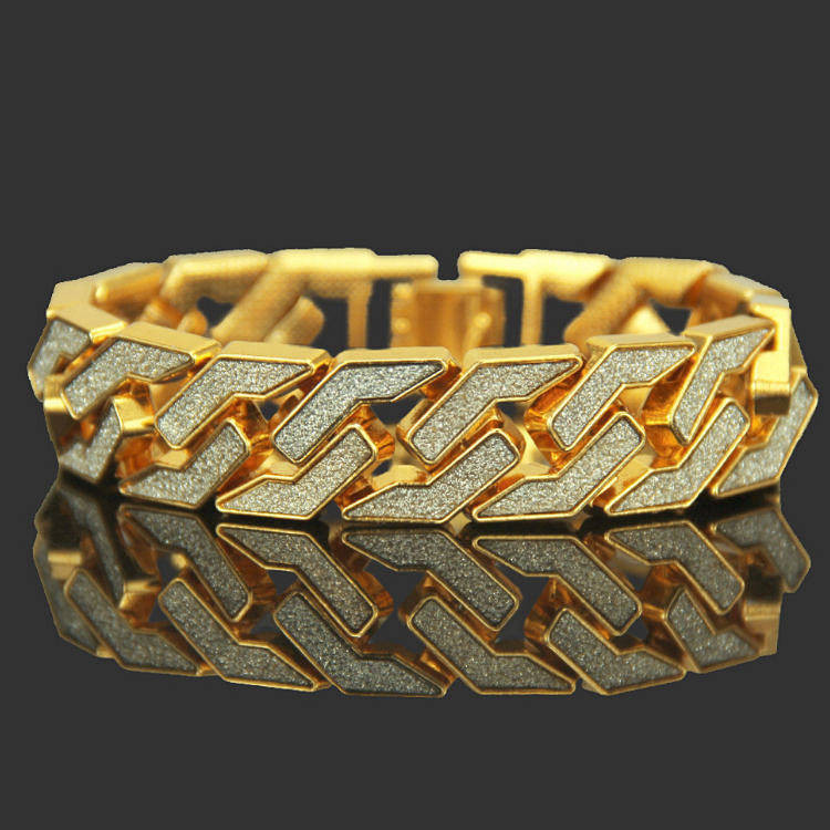 European and American Double Row Wide Light Luxury Minority Cuban Bracelet Internet Celebrity Hiphop Hip Hop Rap Hipster Disco Jumping Bracelet for Men XPeB