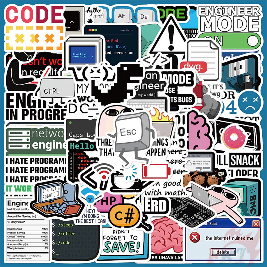 ❉ Funny Programmer Slang Art Series 03 Stickers ❉ 50Pcs/Set DIY Fashion Waterproof Doodle Decals Stickers