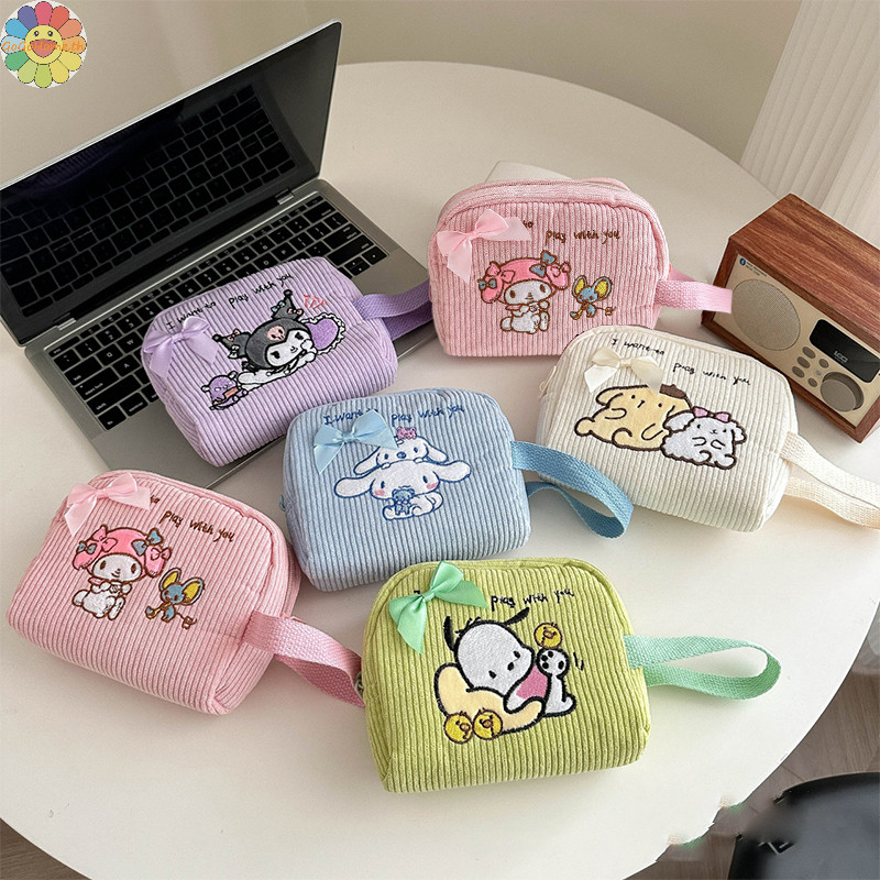 Gogo Kawaii Sanrio Kuromi Plush กระเป๋าใส่เหรียญจี้ My Melody Pochacco Cinnamoroll Key Case หูฟังกระเป๋าเก็บกระเป๋าริมฝีปาก TH
