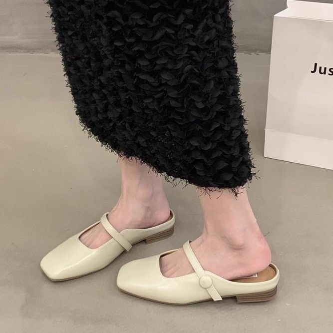 รองเท้าแตะแมรี่เจนส้นแบนสไตล์เกาหลี หนัง PU สไตล์ฝรั่งเศส - รูปที่ 7