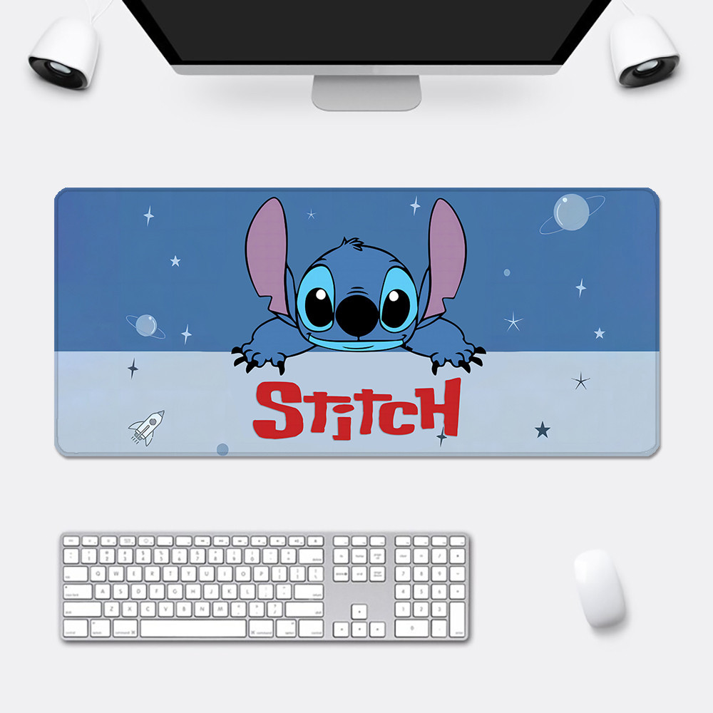 Disney น่ารักการ์ตูน Stitch Mousepad HD พิมพ์คอมพิวเตอร์ Gamers ล็อคขอบแผ่นรองเมาส์กันลื่น XXL90x40 ซม.คีย์บอร์ด PC โต๊ะ Pad