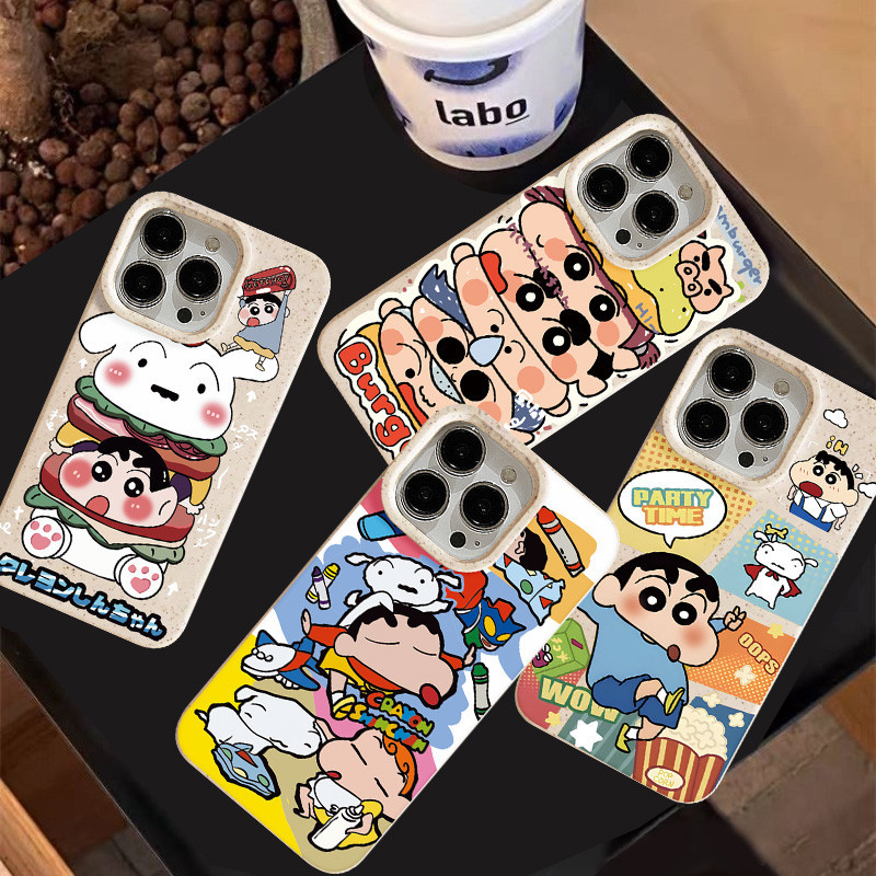 เจงก้าตูนน่ารักเคส ชินจัง ย่อยสลายได้เป็นมิตรกับสิ่งแวดล้อ เคสiPhone 11 16 15 13 14 12 Pro MAX XS X XR MAX 8 7 6 16 Plus