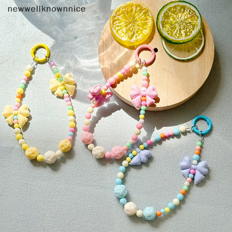 ใหม่wellknownnice โทรศัพท์ Anti-lost Lanyard Key จี้ข้อมือสั้นลูกปัดที่มีสีสันลูกปัดข้าวลูกปัดจี้ผู้หญิงมือถือโซ่โทรศัพท์เชือกเส้นเล็ก TH