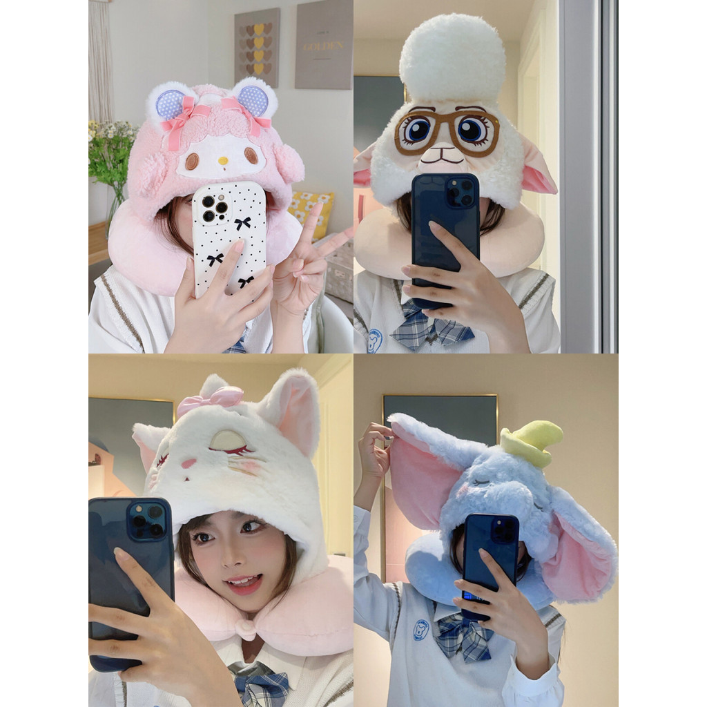 หมอนรูปตัวยูมีฮู้ดลูกแกะน่ารัก