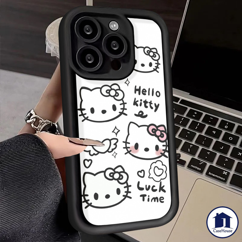 เคส Hello Kitty ที่น่ารักน่ารักสำหรับ iPhone 7Plus XR 15 13 11 12 Pro Max 14 Pro Max 8Plus X XS MAX 6s 6 Plus SE 2020