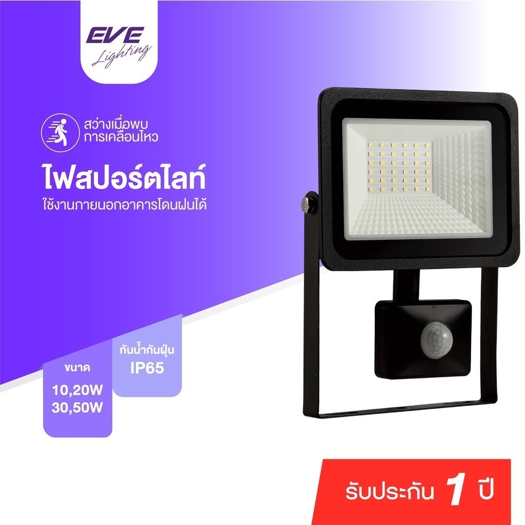 โคมฟลัดไลท์ เดินผ่านแล้วติด โคมสปอร์ตไลท์  โคมกันน้ำ แอลอีดี เซ็นเซอร์ Better 10W 20w 30W 50W แสงขาว,เหลือง