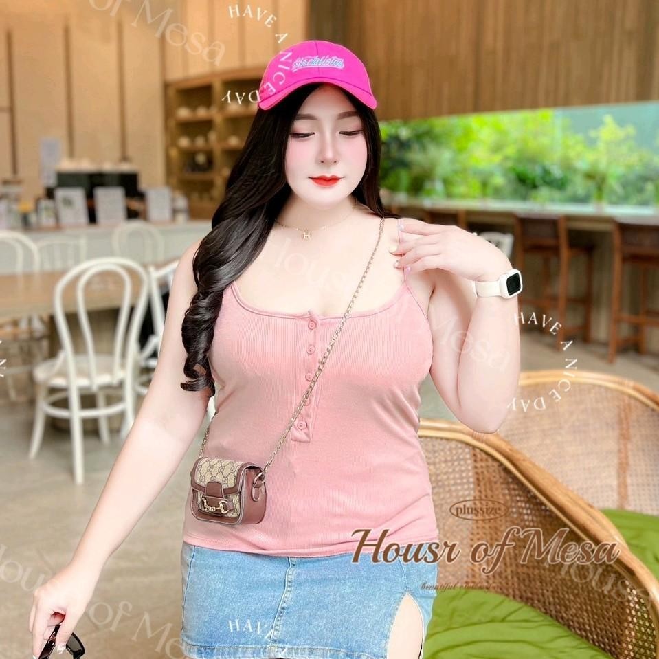 Plussize Top เสื้อสายเดี่ยวกระดุมหน้า อก38 ถึง 60 เสื้อสาวอวบ - รูปที่ 2