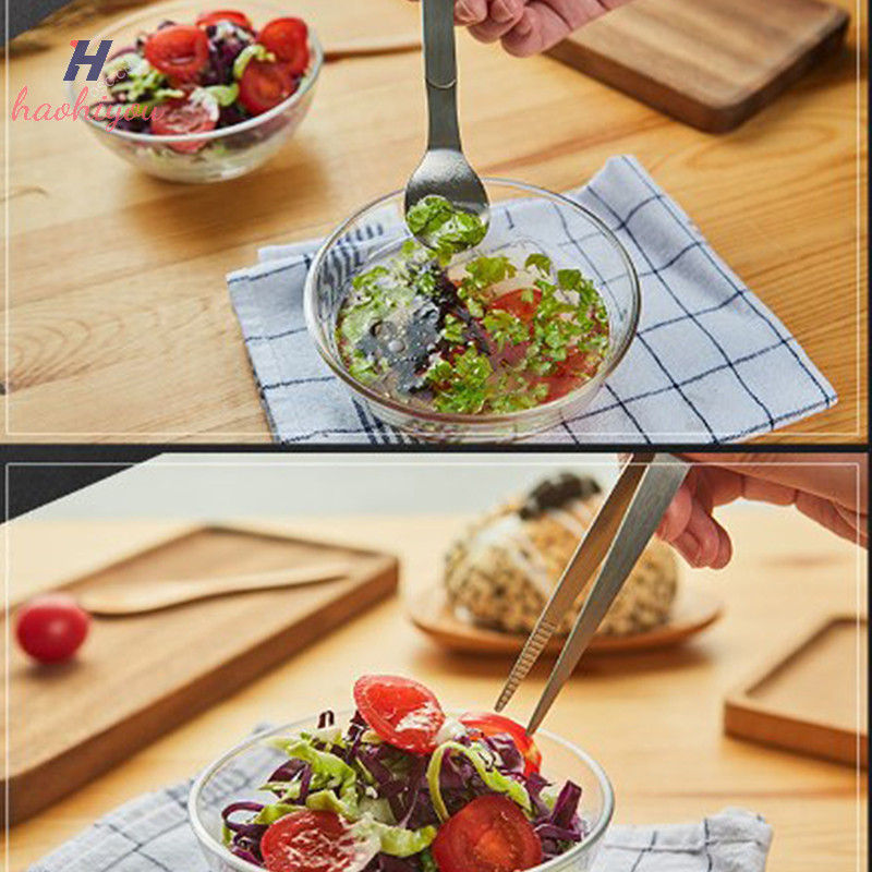 <haohiyou> 2 in 1 Stainless Steel g Spoon Tweezer Dual Function for Party Kitchen Nice